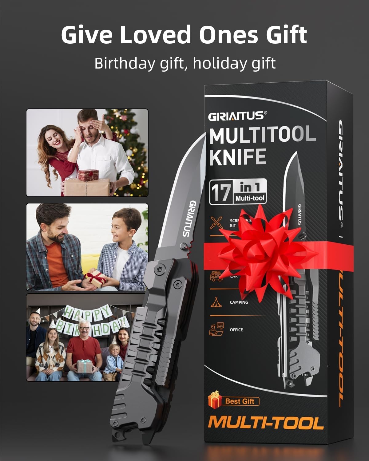 17-in-1 Multitool Knife with Fire Starter, Bottle Opener, Screwdrivers & More –