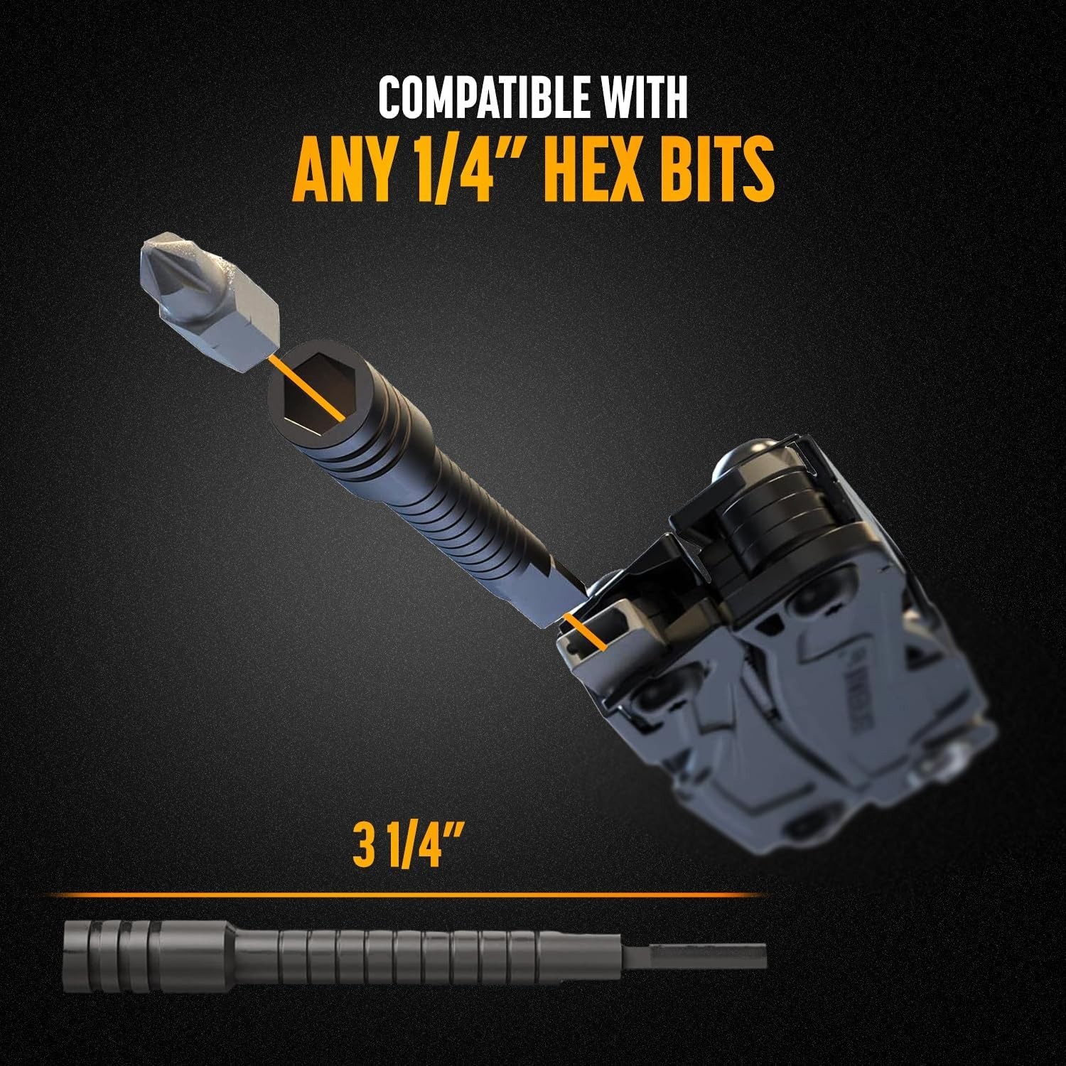 Leatherman Multi-Tool Accessories: Bit Driver Extender & Hex Adapter (Black)