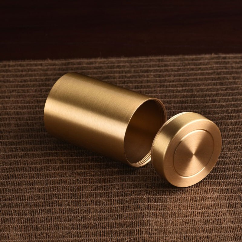 Solid Brass Sealed Tank Tea Caddy Container Portable Metal Storage Box 250g EDC