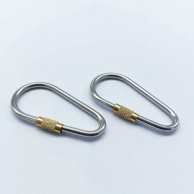 2pcs Titanium Alloy Key Chain Brass Closer Anti Theft Key Ring Loop Buckle Hook