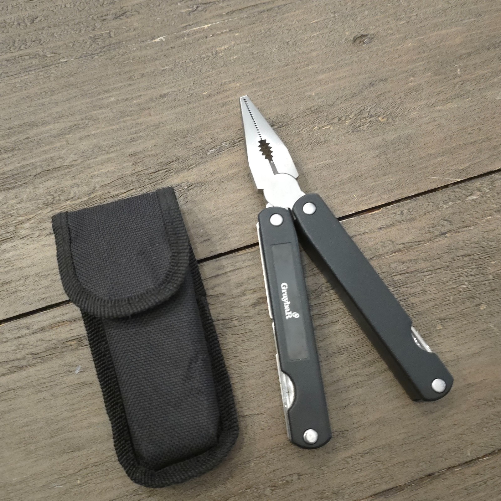 Graybar Multi Tool Pliers Black Flash Light Knife Folding with Case