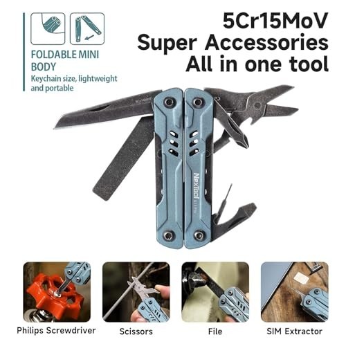 Compact 12-in-1 Keychain Multitool – Lightweight EDC Pocket Tool for Camping, Hi