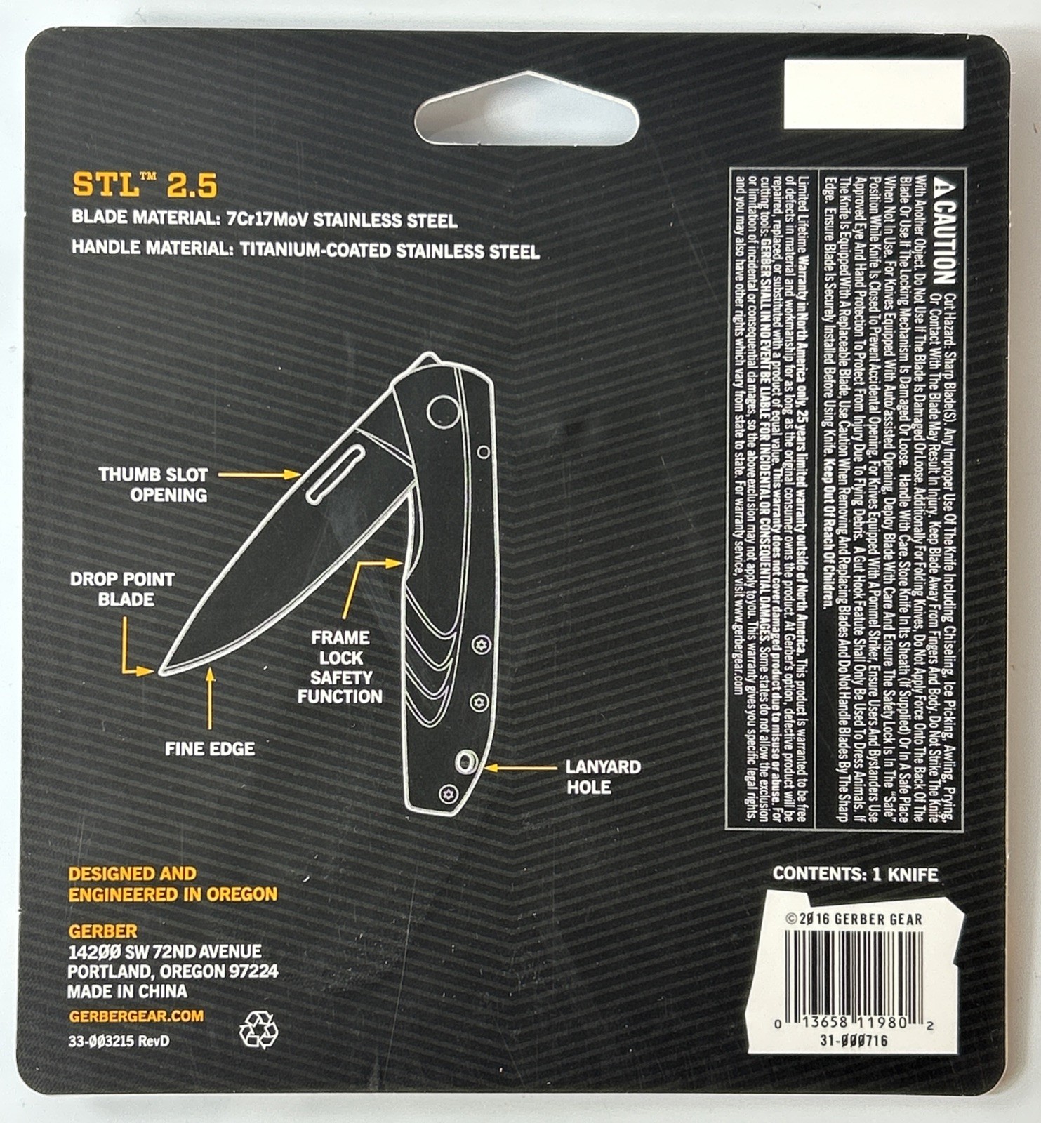 Gerber STL 2.5 Drop Point Fine Edge Knife | 31000716