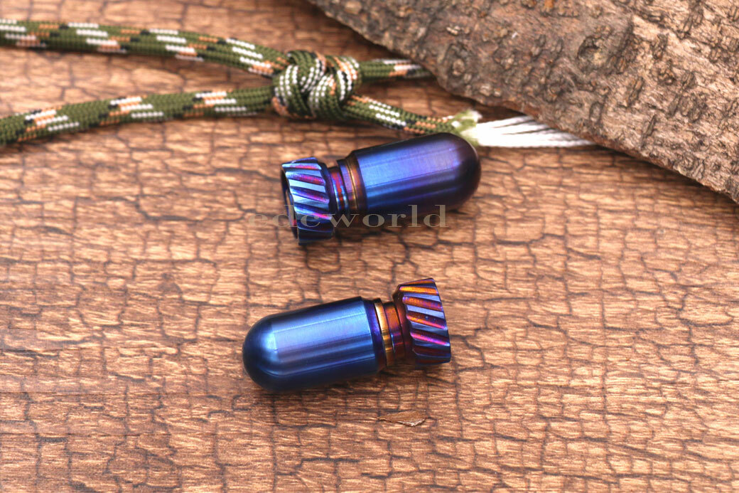 Outdoor Titanium CNC Torpedo Type Waterproof Pill Case Key Chain Container EDC