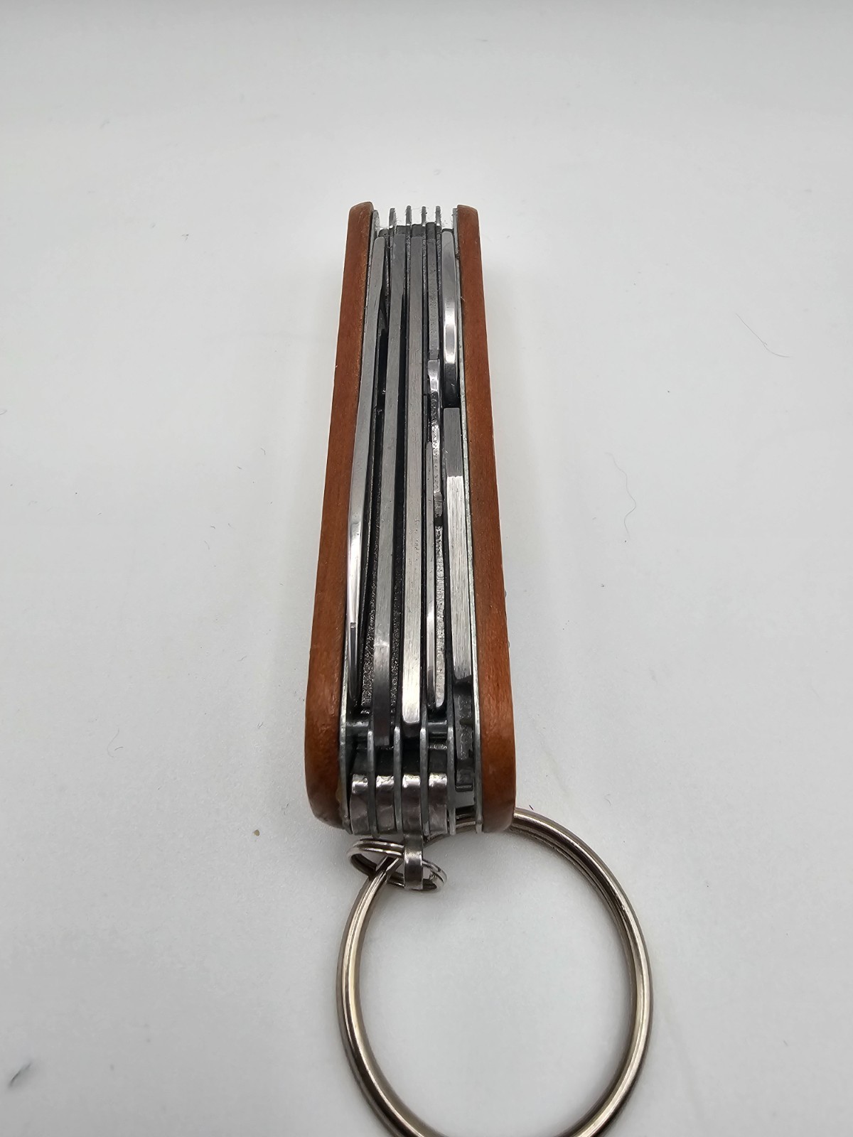 Unmarked Multi Tool Keychain Knife Wood Handle Pikes Peak CO Stainless