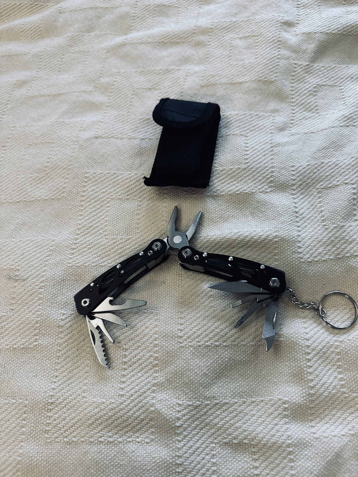 Folding Tools-Black & Silver W/Case and Key Chain