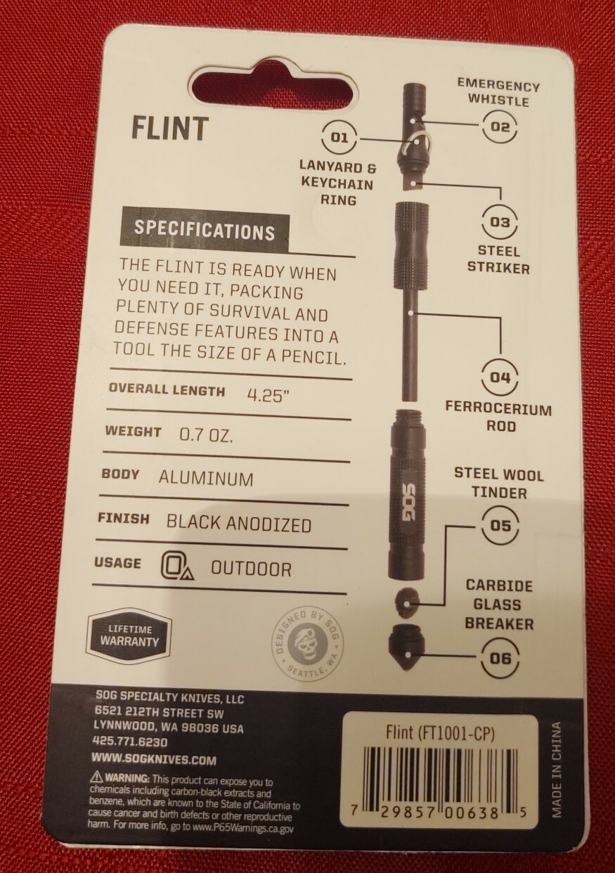 Sog Flint Black Anodized Safety Tool FT1001CP
