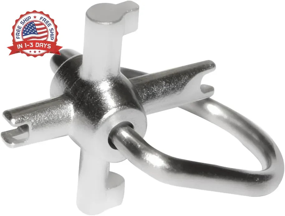 HVAC Tools, Locking Cap Key for Refrigerant Safety Caps, Universal Triple Use Mu