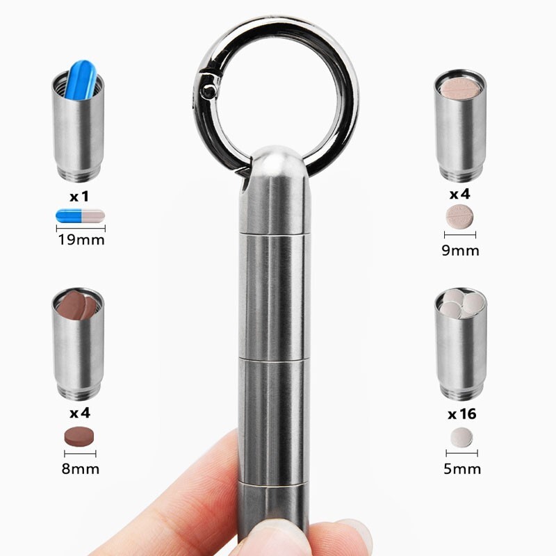 EDC Titanium Portable Outdoor Waterproof Pill Capsula Sealed Box Storage Tool