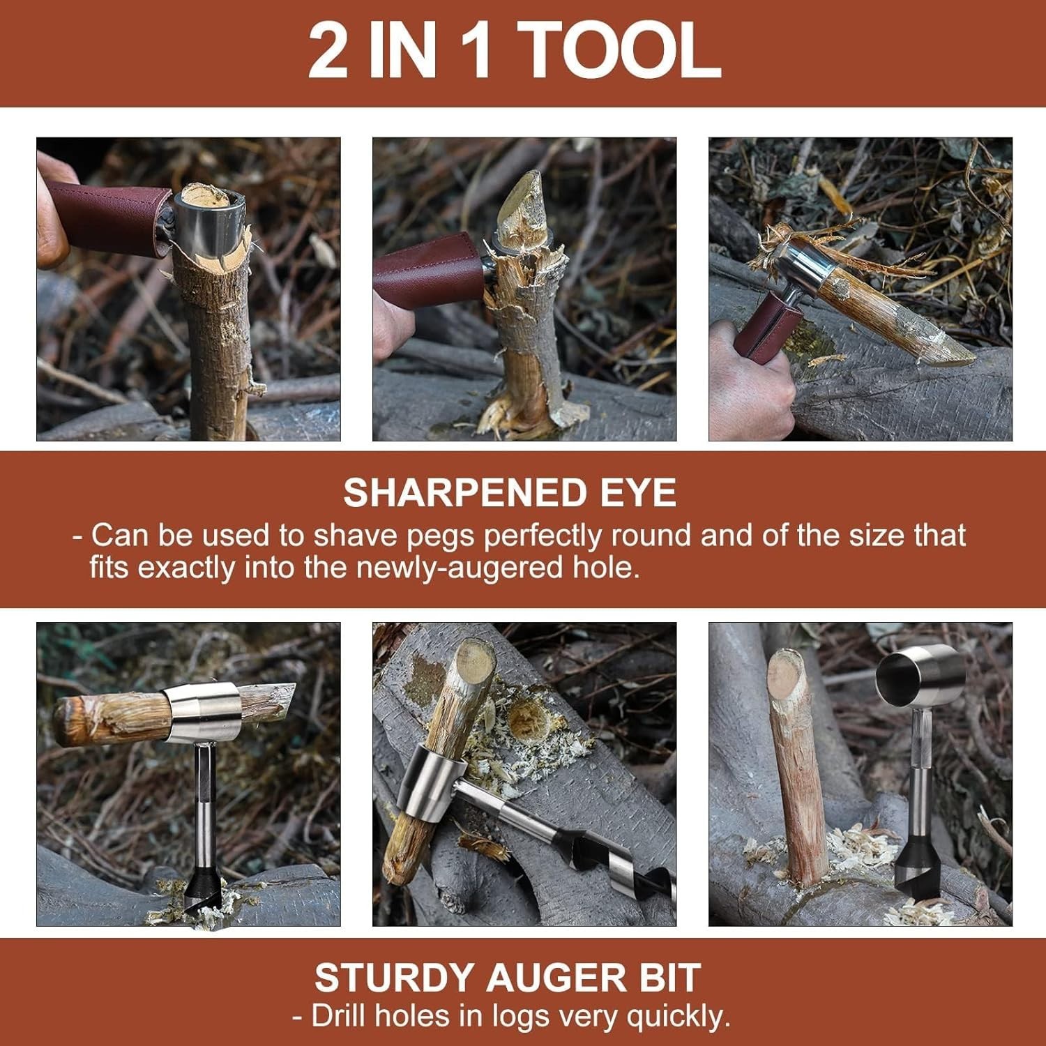 Settlers Wrench, Easy Wood Drilling Tool, Stainless Steel Bushcraft Camping