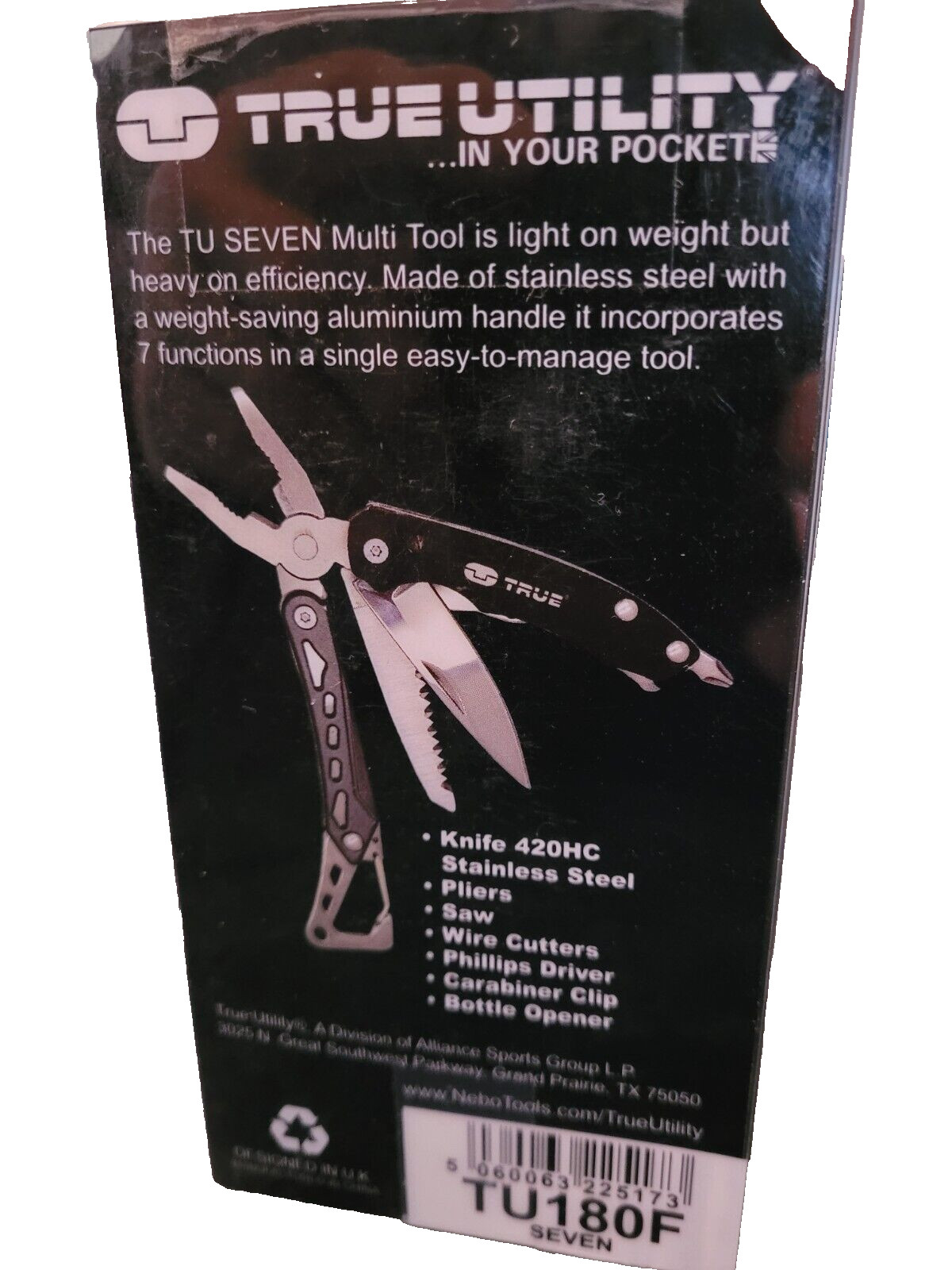 True Utility TU180F Seven Multi-Tool Saw Knife wire cutters Pliers Screwdriver