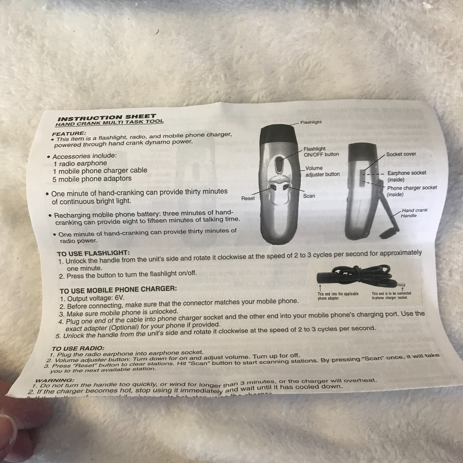 avon hand crank multi task tool – 2007 – voltage output 6v