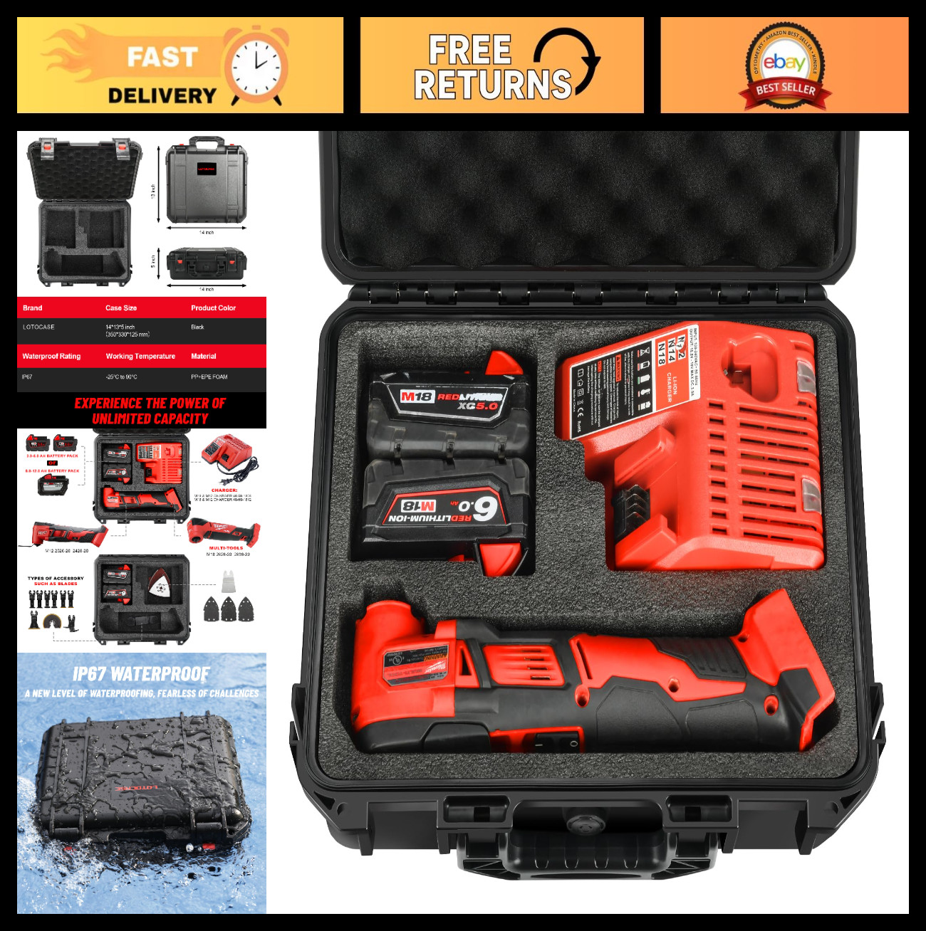 Custom Tool Storage Case for Milwaukee Oscillating Multi-Tool & Accessories