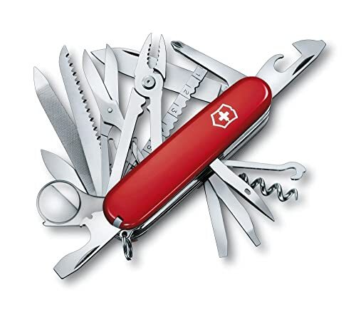Victorinox Swisschamp Swiss Army Knife Red with Leather Case in Blister