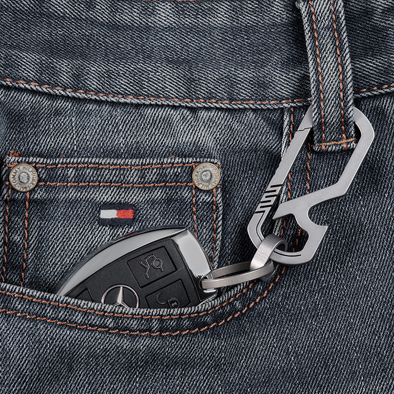 Titanium Keychain Bottle Opener Carabiner Key Ring Outdoor Travel EDC Multi Tool
