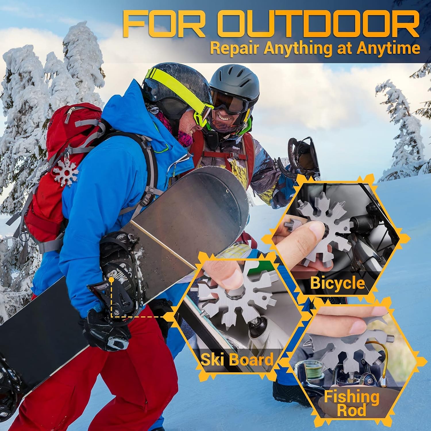 Parigo Upgraded Snowflake 20-in1 Multi Tool – Pocket Size Screwdriver Wrench 13z