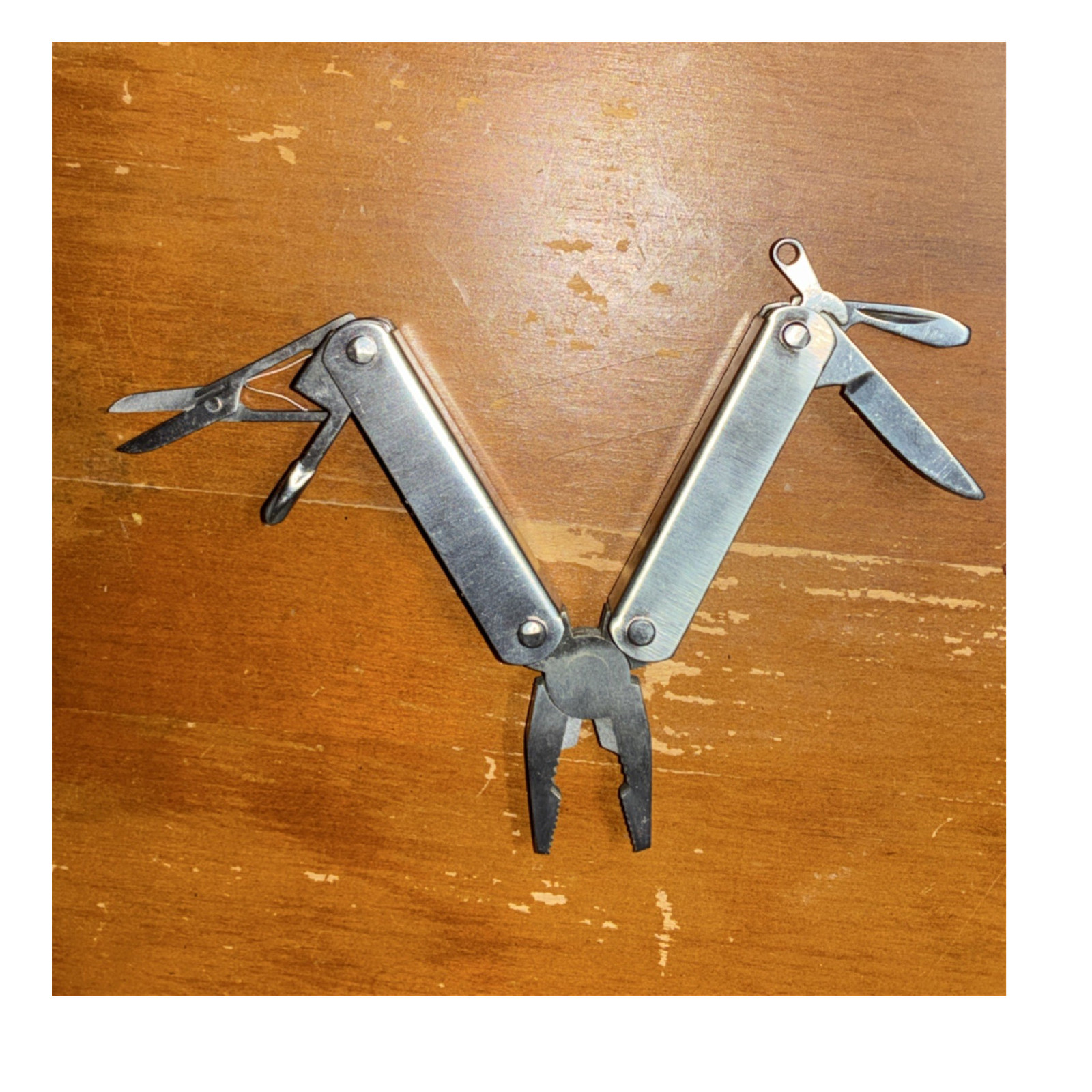 Mini Multi-Tool Stainless Steel Silver Pliers Knife Scissors Opener