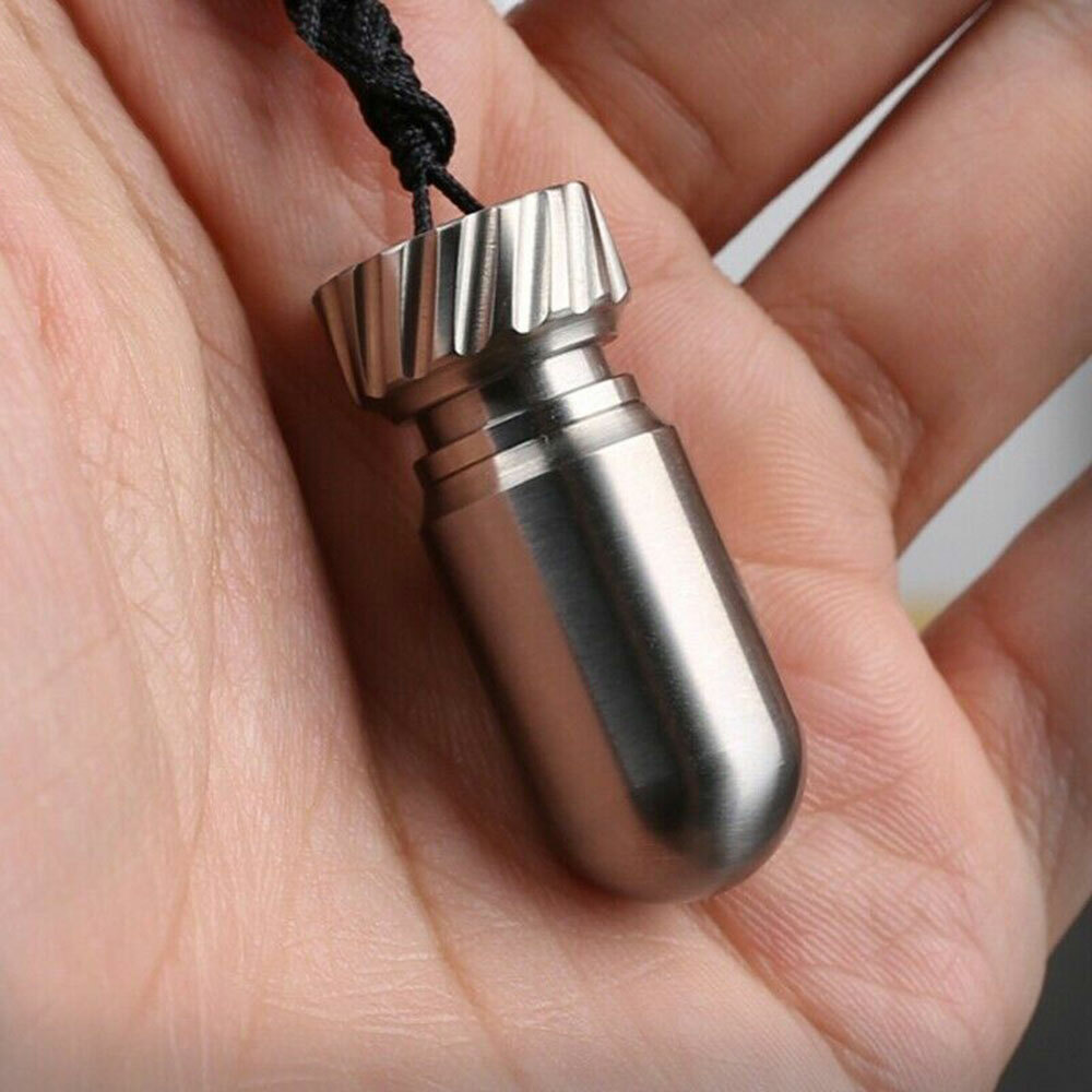 EDC Titanium Multi Tool Waterproof Portable Medicine Bottle Key Pendant Box Kit