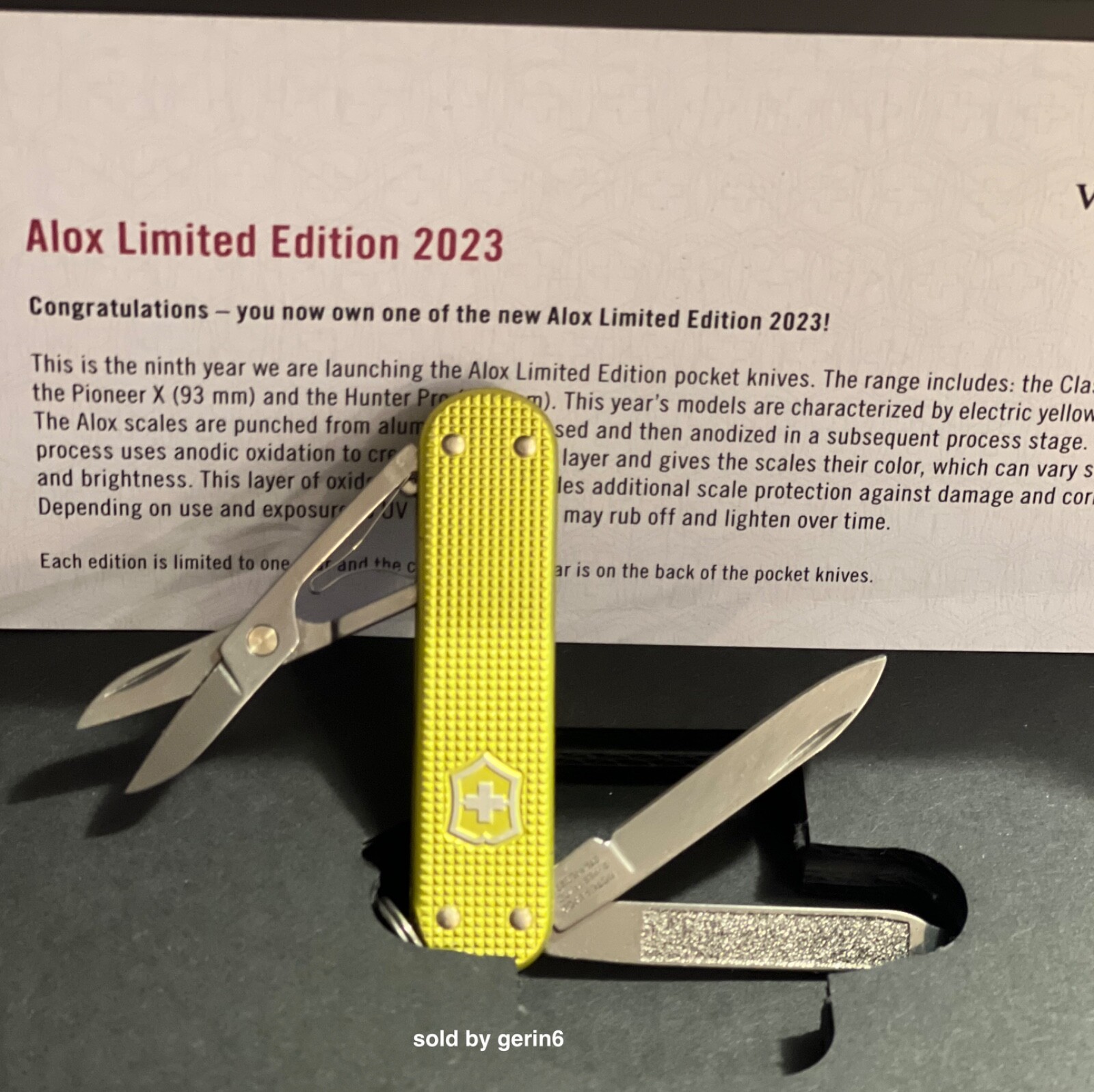Swiss Army Knife, Classic, Electric Yellow Alox Victorinox, 0.6221.L23, NIB