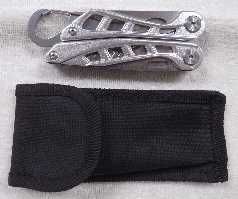 Samsonite Stainless Steel Multi-Tool * 4 Blades w/ Pliers Pouch + Carabiner Clip