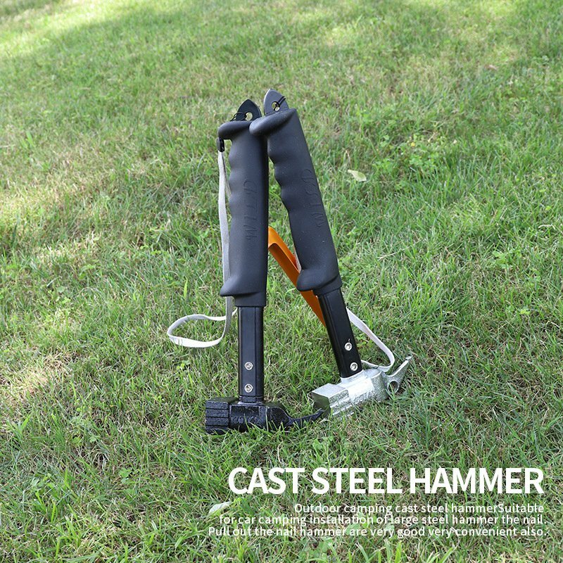 Heavy Duty Steel Multi Function Hammer Tool Camping Survival Tent Peg Puller
