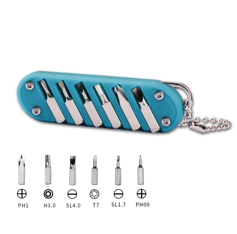 1pc Multifunctional Folding Knife Keychain Tool with Screwdriver Stainless Steel