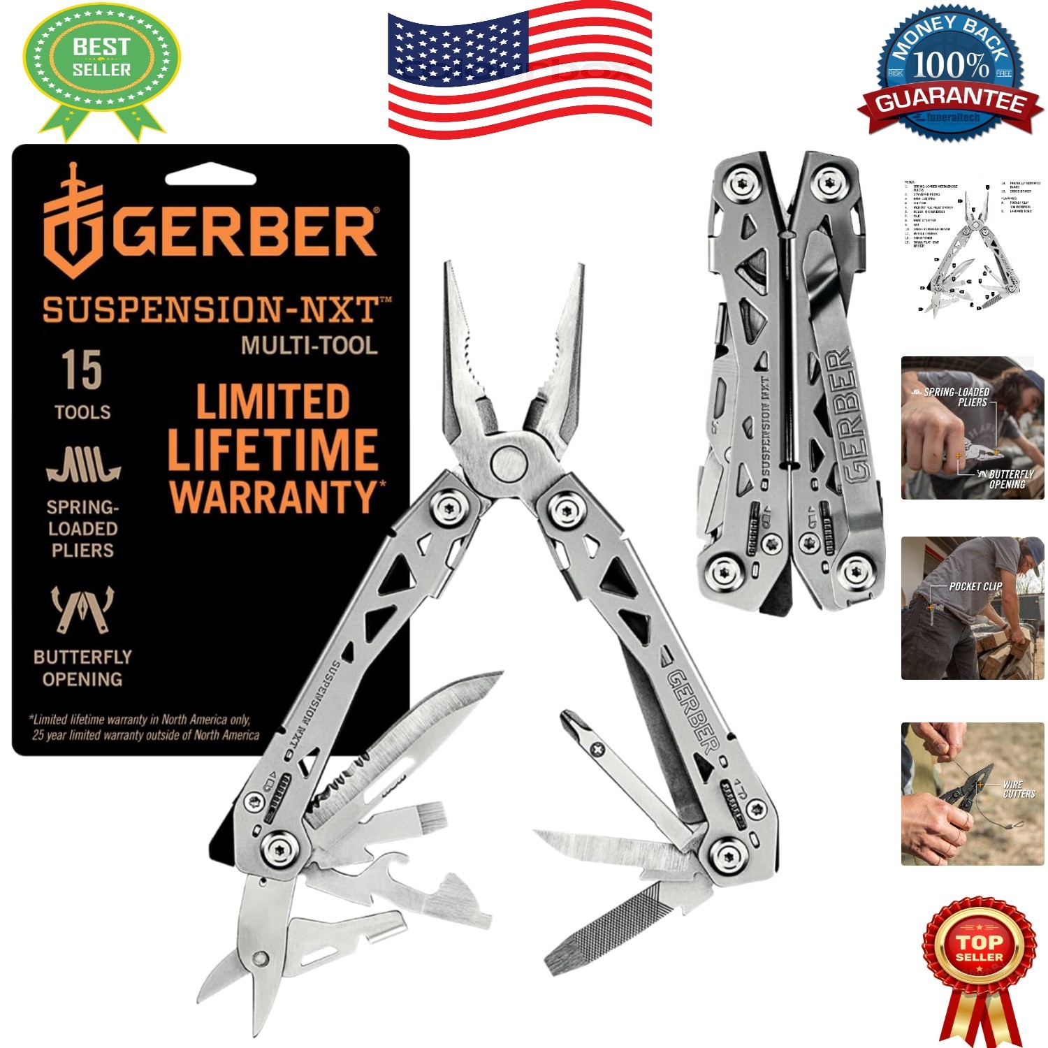 Compact 15-in-1 Gear Suspension-NXT EDC Multi-Tool – Perfect Camping Companion