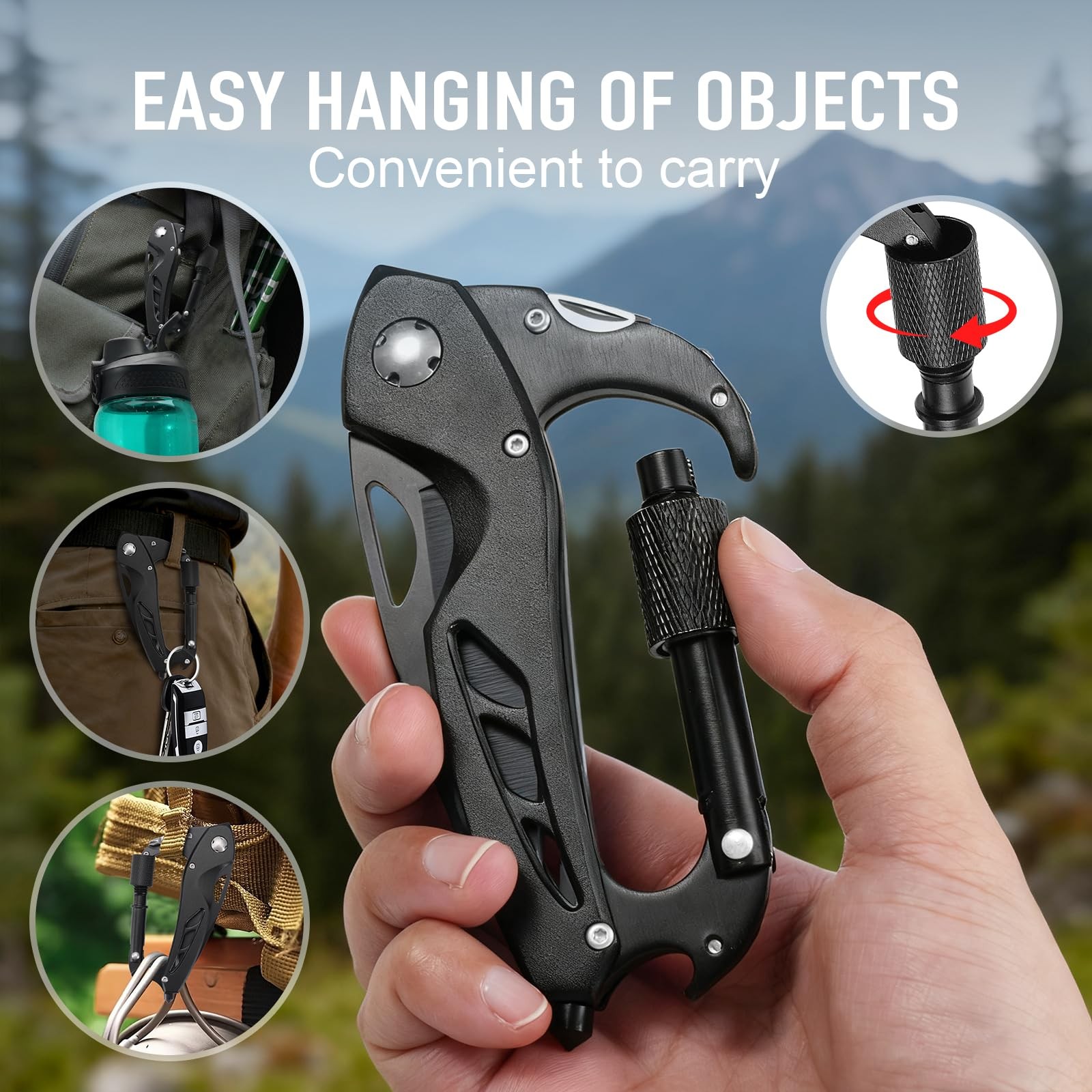 Multitool Carabiner with Pocket Knife, Birthday Gifts for Men Him Boyfriend, …
