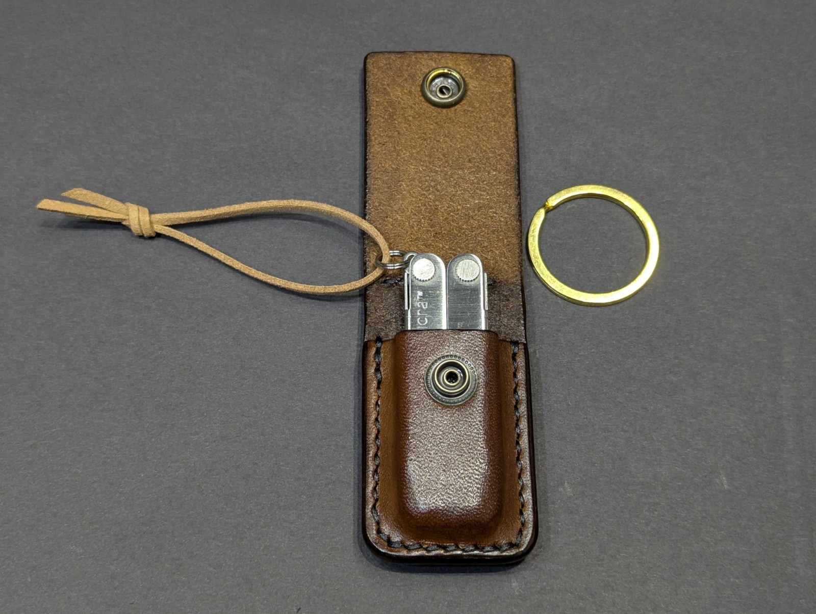 Leatherman Micra Keychain Tool w/ Custom Handmade Leather Holster