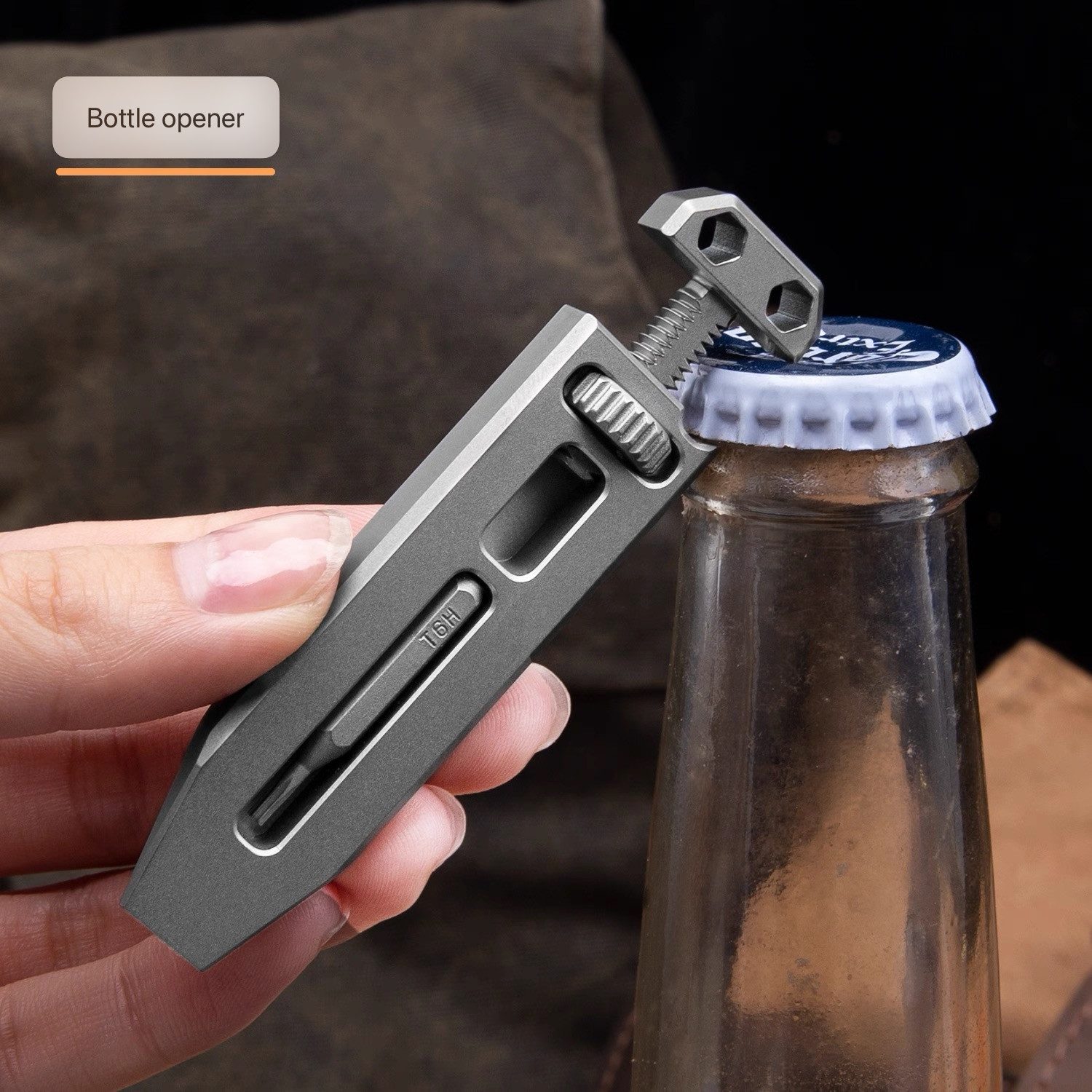 EDC Titanium Alloy Multi Tools Adjustable Wrench Pocket Pry Bar Crowbar w/ Bits
