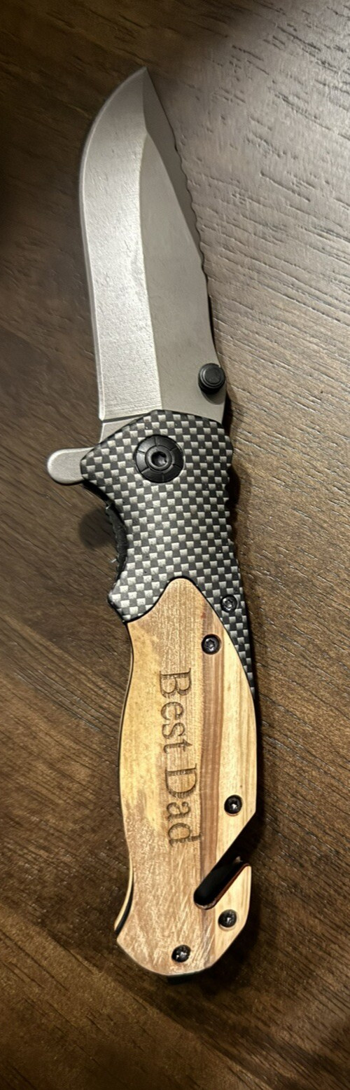 Pocket Knife Folding Tactical Knife Engraved with “BEST DAD” Great Gift Idea!