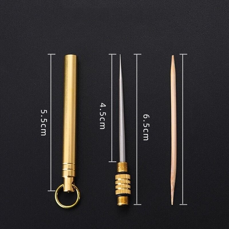 3 Pieces Portable Titanium Toothpicks Pocket Toothpick Metal Holder for Outdoor