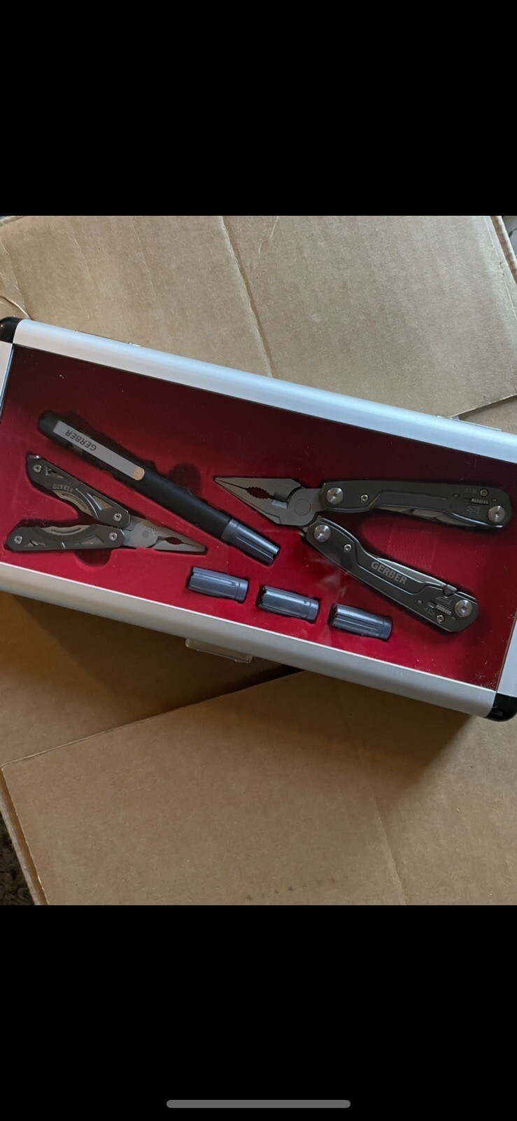 Gerber Multi Pliers & Multi Tool Knife 4 Color LED Flashlight Gift Set Hard Case