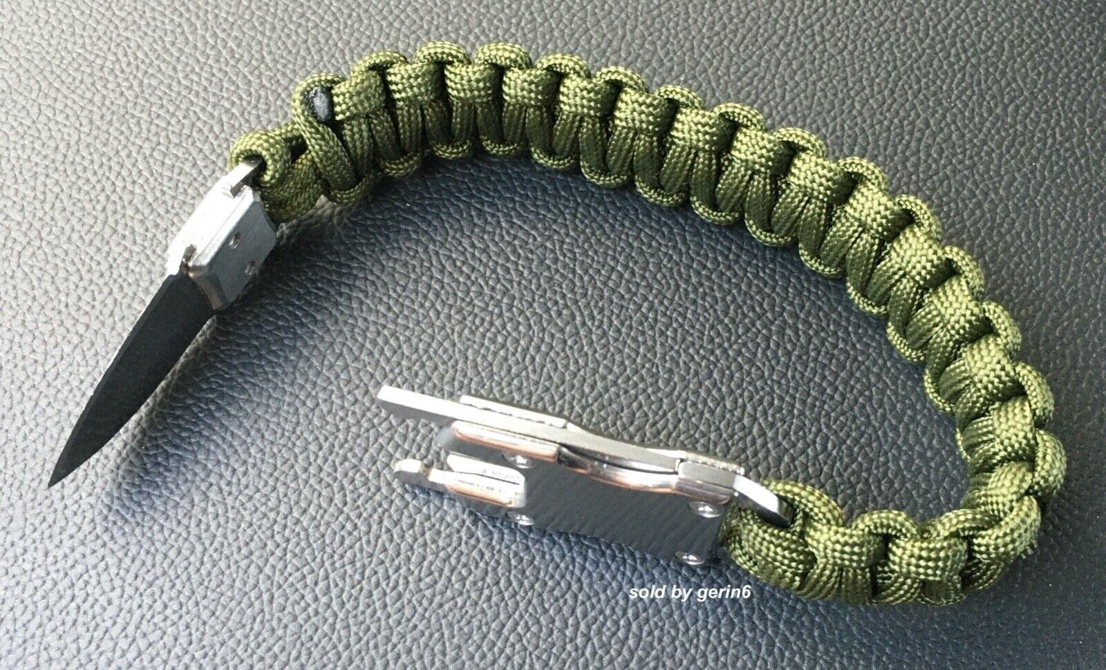 Paracord Emergency Tactical EDC Survival Knife Bracelet, Oliver Green BR11 New