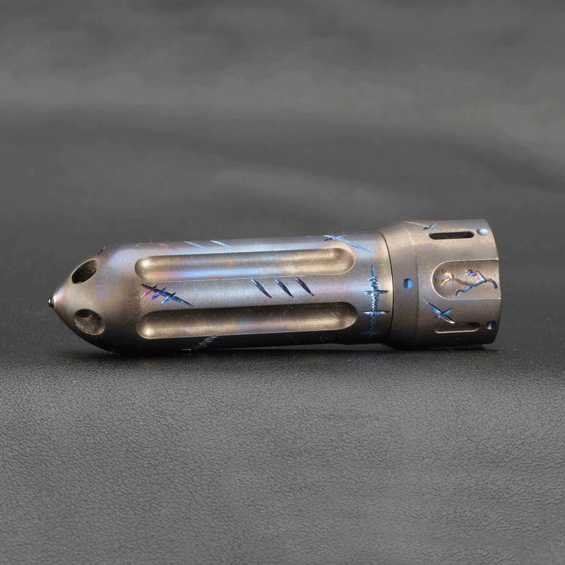 Hand Carved Titanium Waterproof Box Pill Case Storage Tank Portable Outdoor EDC