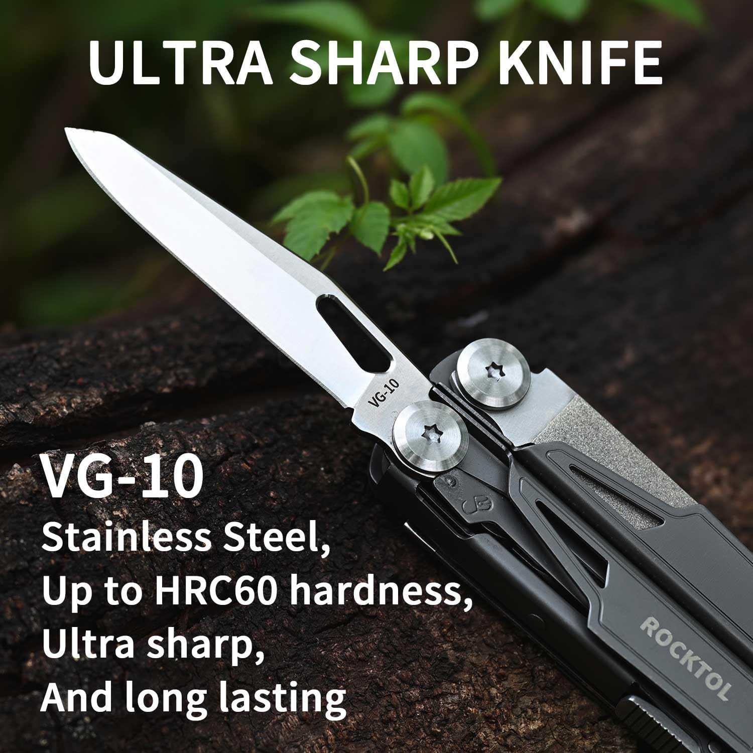 Multitool SK02, VG-10 Knife,19-in-1 Multi-tool Pliers with Titanium-plated Ha…