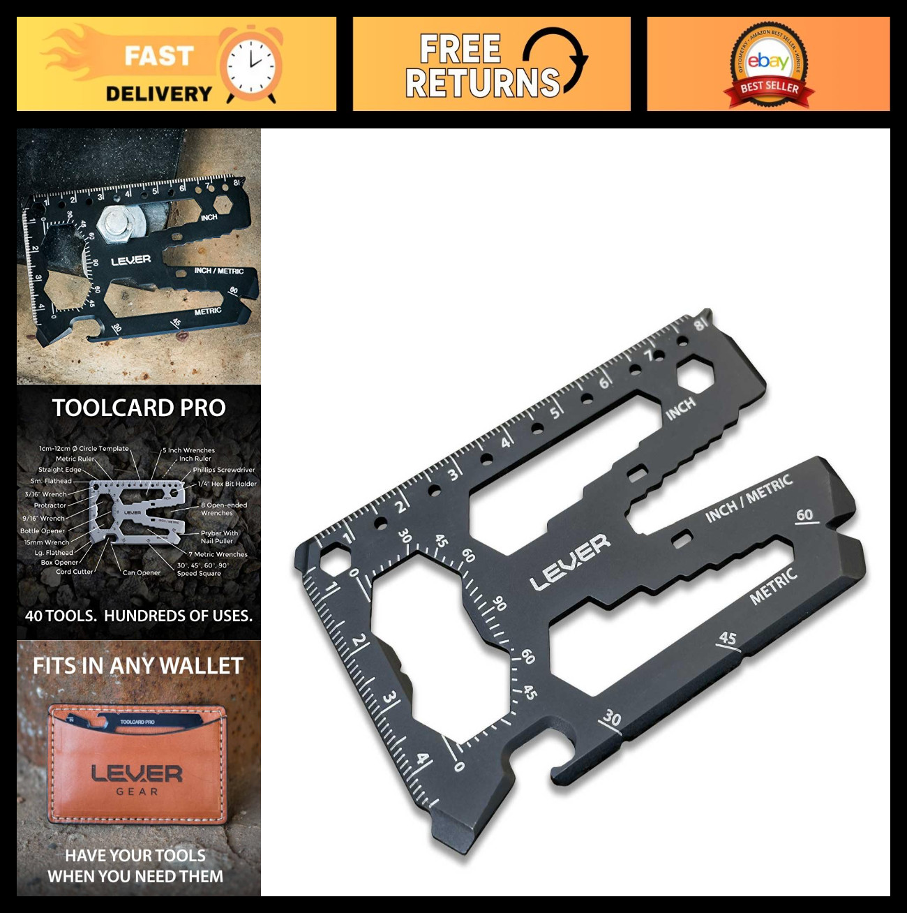 40-in-1 Credit Card Multitool – Slim Minimalist Survival Tool, TSA Approved Wall
