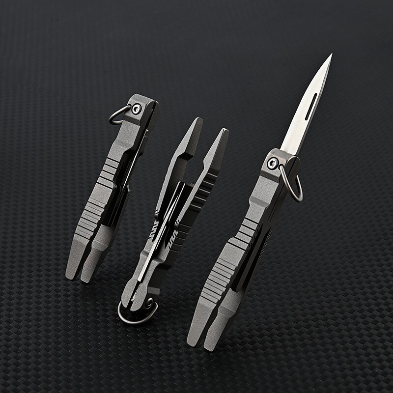 EDC Titanium Alloy Multi Tools Tweezers Opener Pocket Outdoor Folding Knife