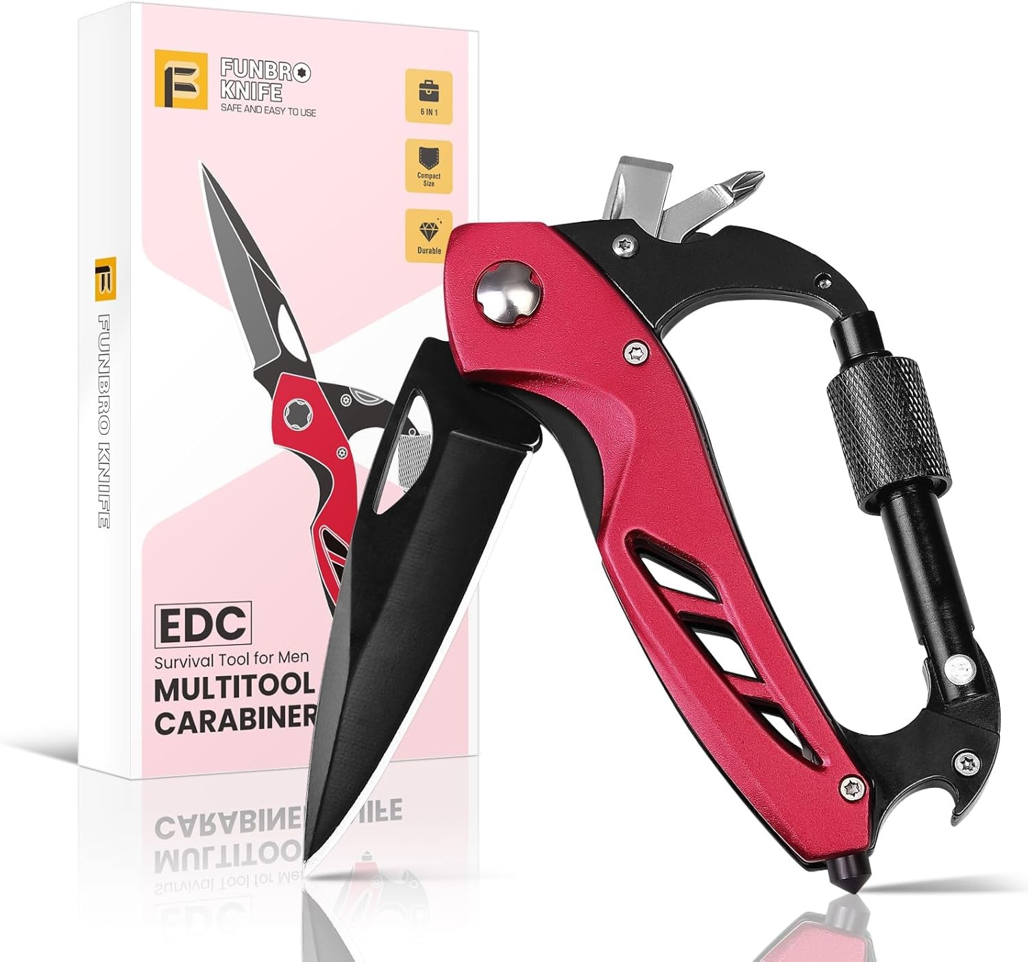 Multitool Carabiner Knife Tools Men Cool Gadgets Survival Gear W/ Folding Knives