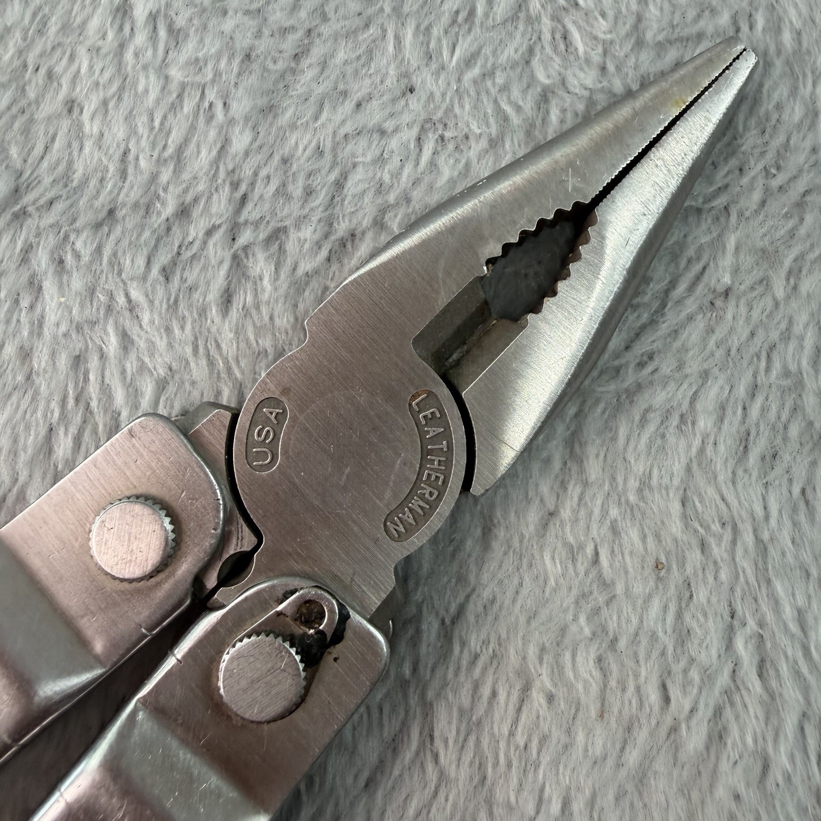 Vtg 1995 Leatherman Super Multi Tool 2 Blade Original Leather Case B501