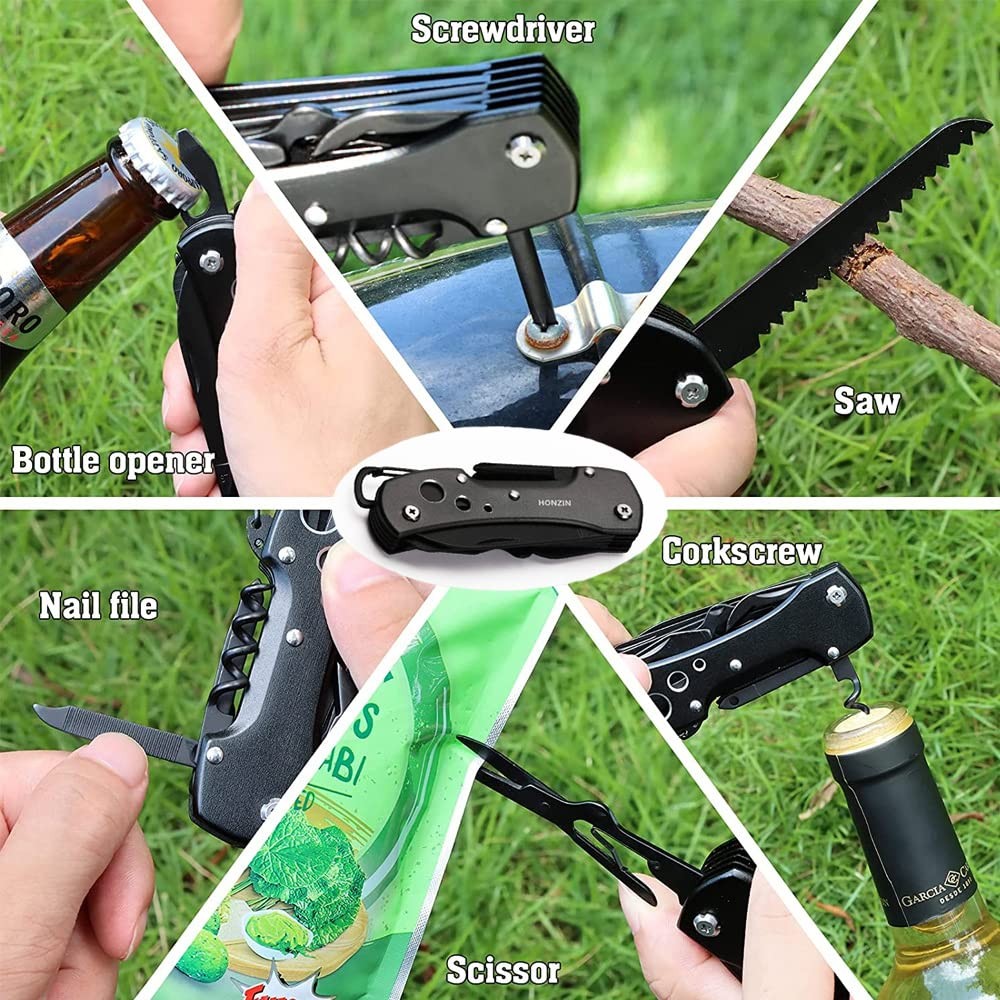 Swiss Small Pocket Knife, 15 in 1 Multitool Knife with Bottle Opener, Saw, Sc…