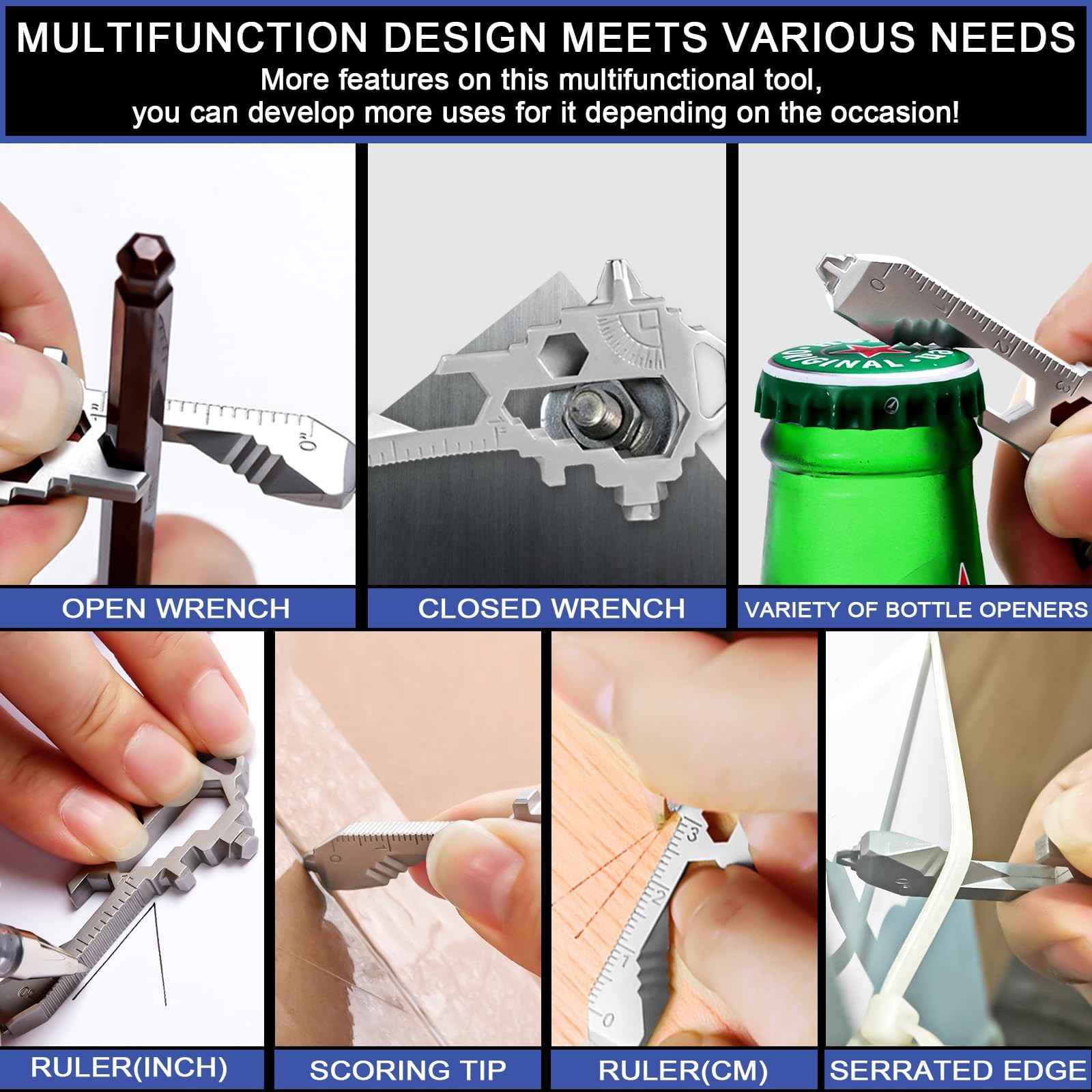 Keychain Multitool – EDC Tool with 17+ Functions Gifts| Small Bottle Opener k…