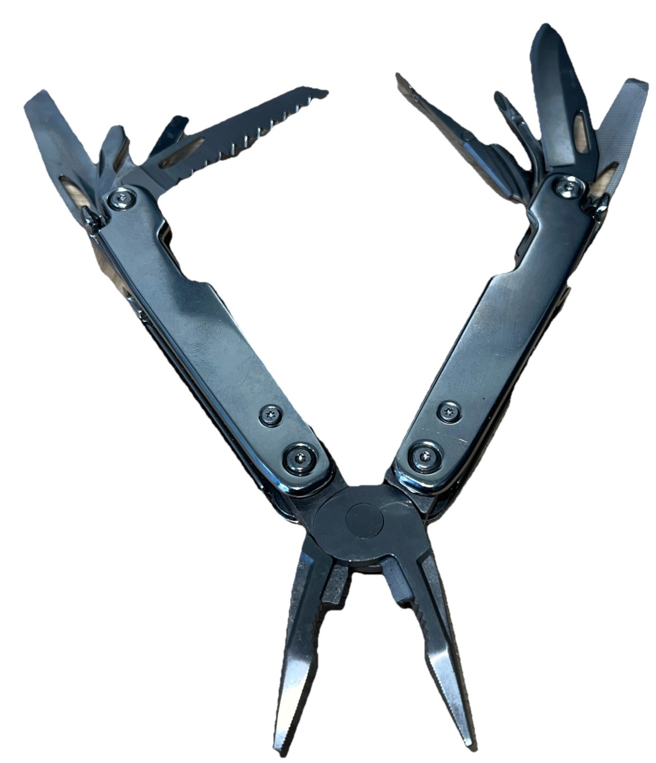 Multi-Tool 9-Function Silver-Tone Stainless Steel Unbranded EUC