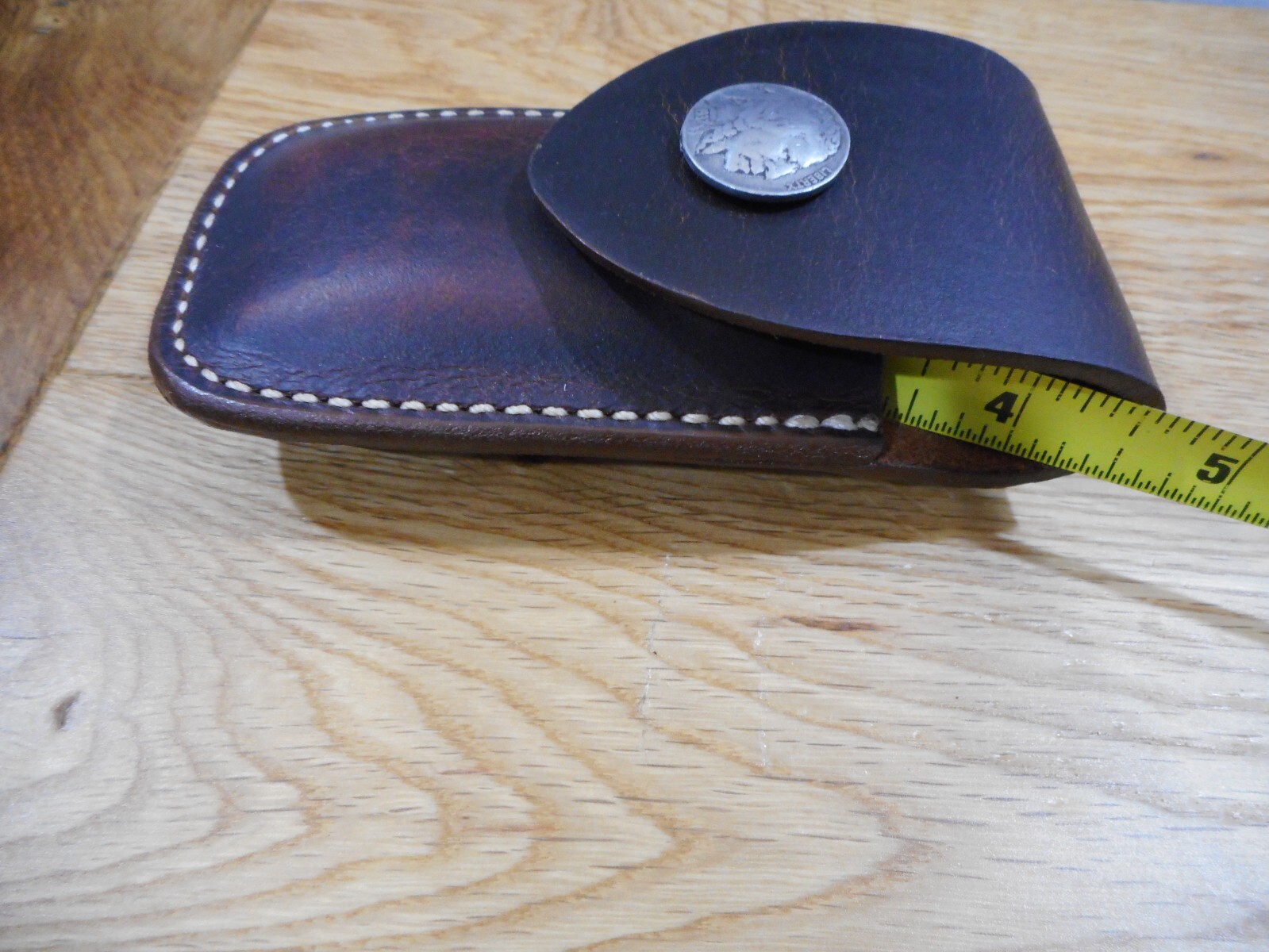 Leatherman Wave Crazy Horse leather sheath. Replica Indian nickel . Sheath only.