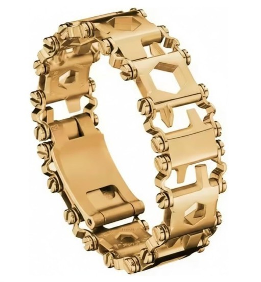 Multitool Wristband Bracelet compatible with Leatherman, 29-in-1 Tool, Gold Stai