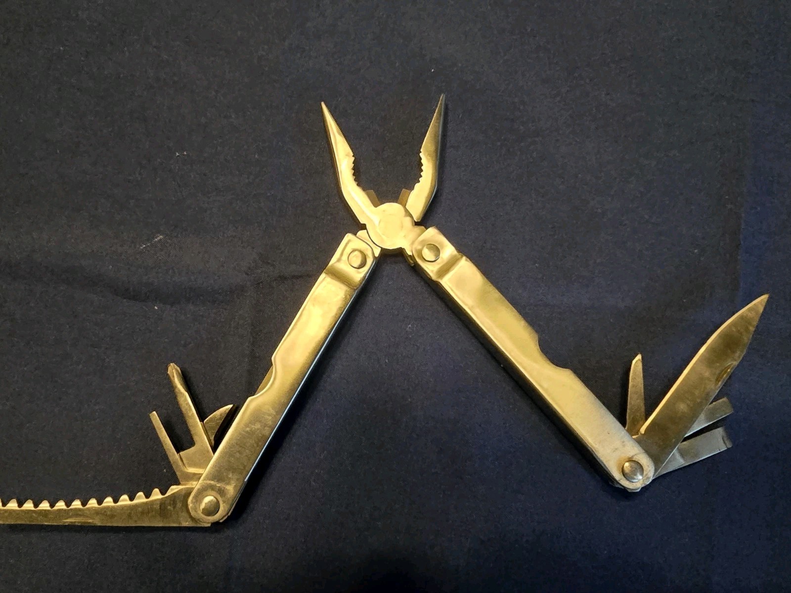 Multi-Tool Stainless Steel Knife W/ Leather Case Screwdriver Hole Punch Ruler+