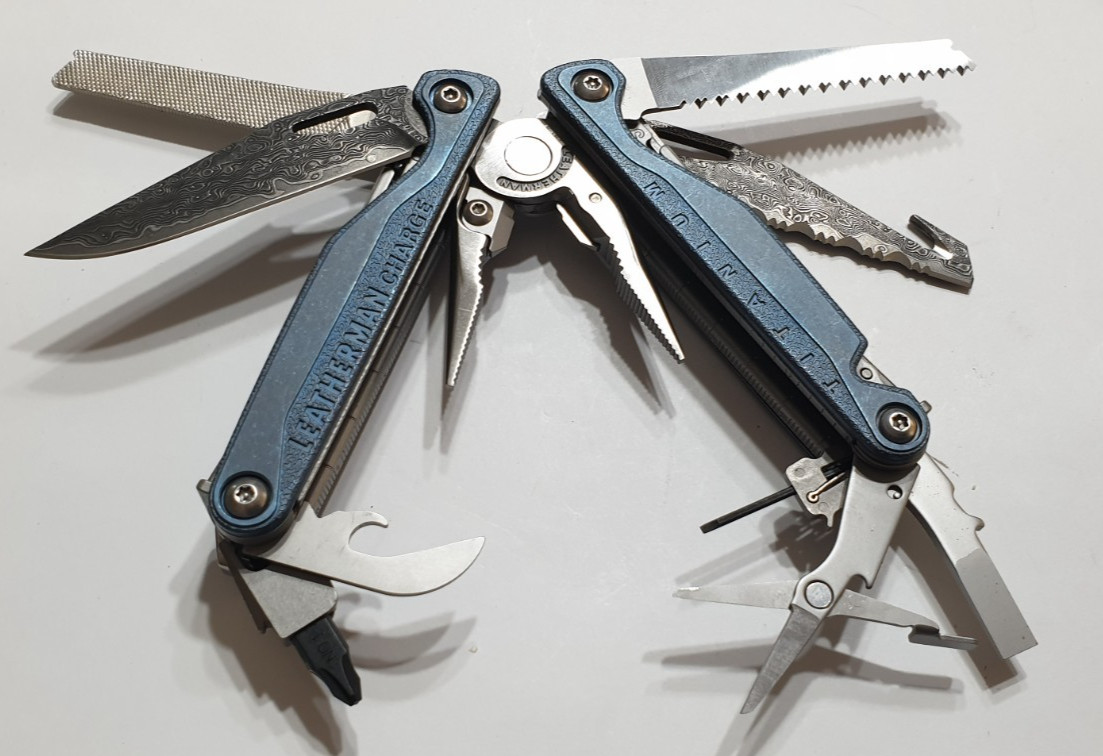 🔥🔥🔥 Leatherman Charge TTI Titanium Damascus Blades NotUsed Very Rare