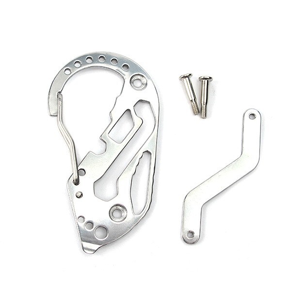 2 Pcs Stainless Steel Keychain Multi Tool Key Ring Carabiner Pocket EDC Tool