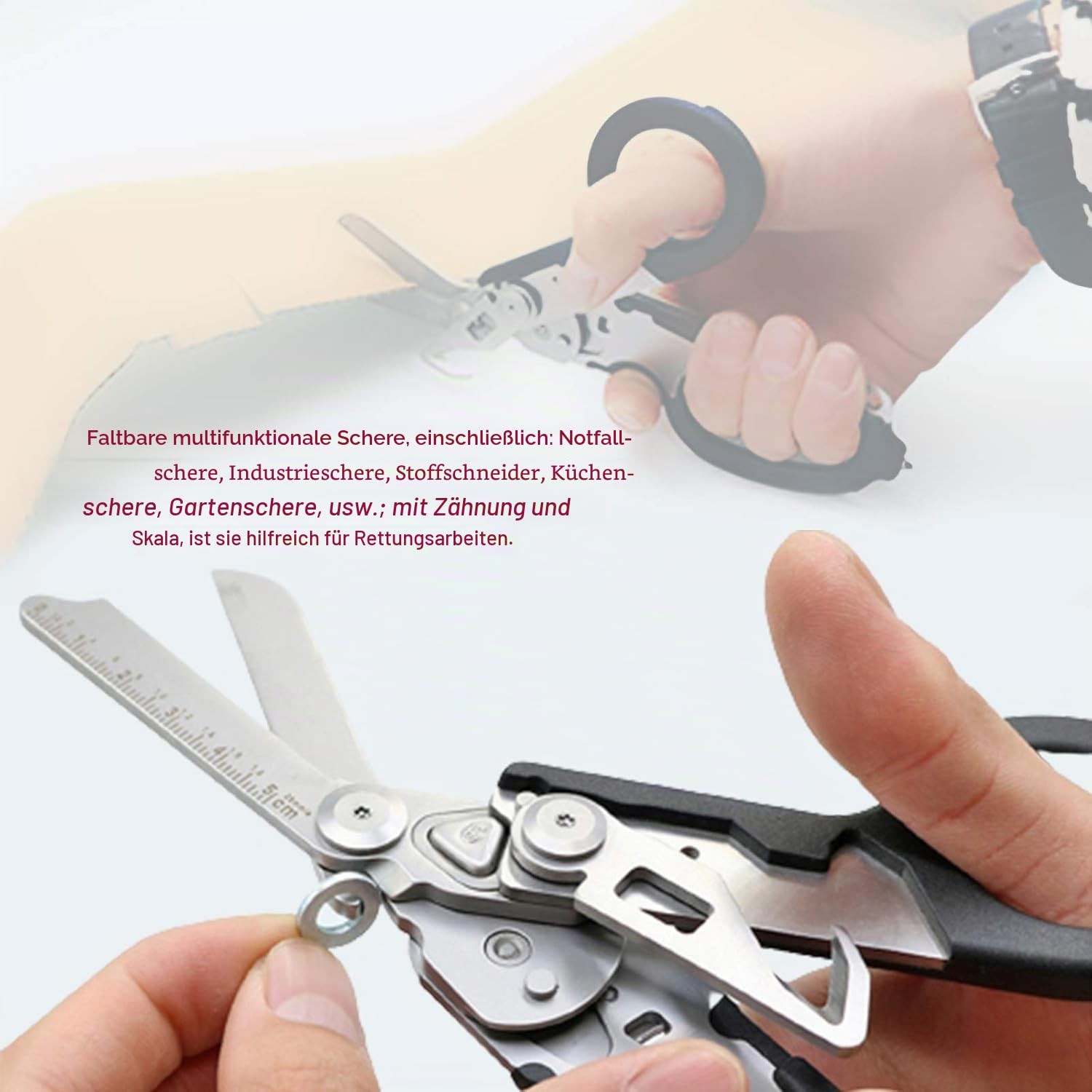 Folding Pliers, 6in1, Portable Emergency Scissors with Non-Slip Handles, Silver Color…