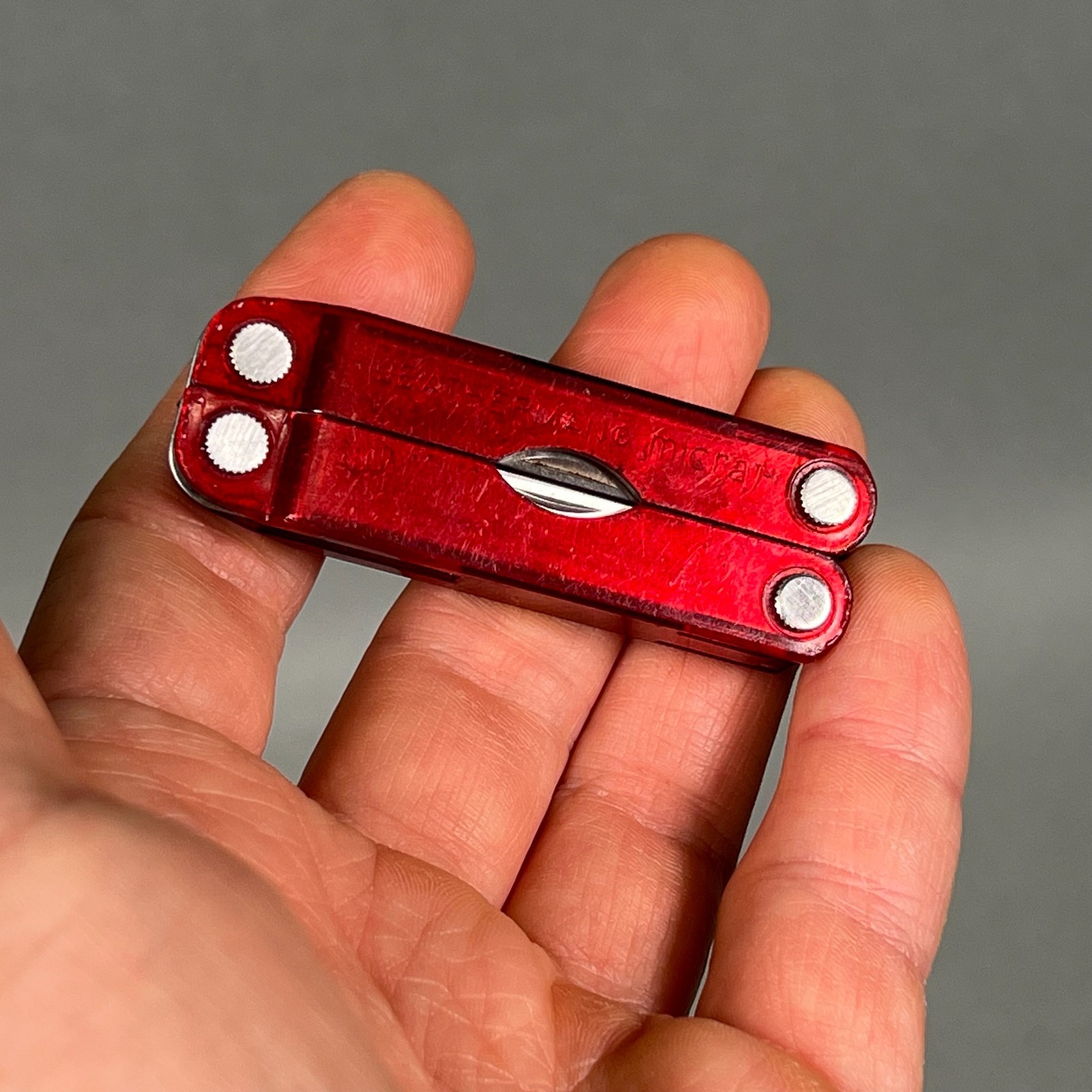 RARE Leatherman Micra Translucent Red Polycarbonate Keychain Multi-Tool USA
